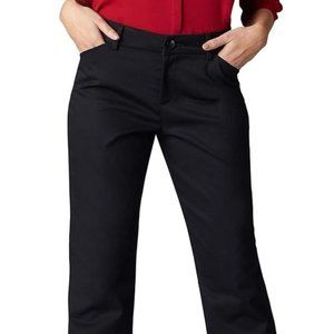 lee wrinkle free relaxed fit straight leg mid rise pants - 4 medium